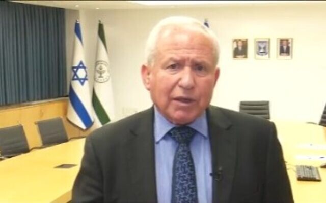 Agriculture Minister Avi Dichter speaks to Channel 12 news, February 21, 2023. (Video screenshot)