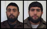 Mohammed Amin Muslah (R), and Mohammed Faid Mahmeed (L) detained over an alleged Hamas bombing plot, in a handout image issued by the Shin Bet on Febuary 3, 2023. (Shin Bet)