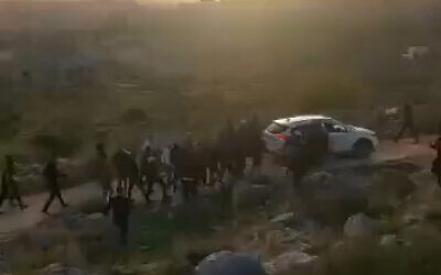 The scene of a deadly incident in the West Bank town of Qarawat Bani Hassan, February 11, 2023. (Screenshot: Twitter)
