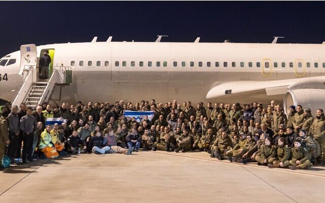 An IDF search and rescue team to assist Turkey in the wake of a deadly earthquake arrives in the city of Adana, early on February 7, 2023. (Israel Defense Forces)