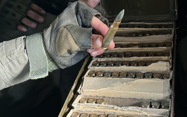 This handout photo from the military shows ammunition seized by Israeli troops during a raid in the West Bank city of Jenin, February 12, 2023. (Israel Defense Forces)