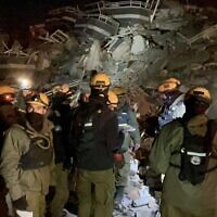 IDF search and rescue teams begin operating in a bid to find survivors after an earthquake in Turkey on February 7, 2023. (Foreign Ministry)