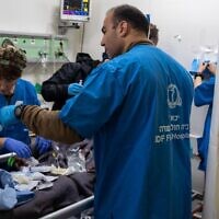 IDF medical officers treat wounded Turkish civillians at a field hospital near Kahramanmaraş, February 14, 2023. (Israel Defense Forces)