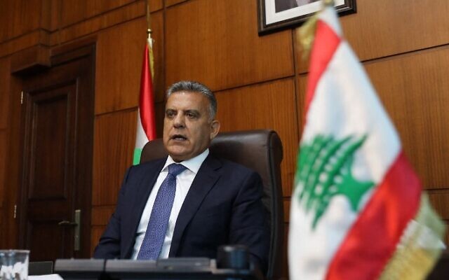 In this file photo taken on July 22, 2020, the influential head of Lebanon's General Security apparatus Abbas Ibrahim speaks during an interview at his office in Beirut. (Anwar Amro/AFP)