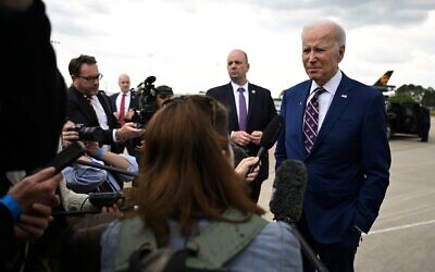 US President Joe Biden speaks to the press at Raleigh-Durham International Airport in Morrisville, North Carolina, on March 28, 2023. (Jim Watson / AFP)