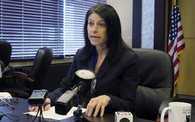 In this March 5, 2020, file photo, Michigan Attorney General Dana Nessel speaks during a news conference in Lansing, Michigan. (AP Photo/David Eggert, File)