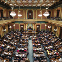 The state Capitol in Lansing, Michigan, January 25, 2023. (Al Goldis/AP)