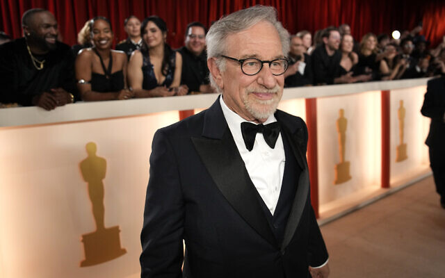 Steven Spielberg arrives at the Oscars at the Dolby Theatre in Los Angeles, March 12, 2023. (John Locher/AP)