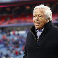 New England Patriots owner Robert Kraft walks the field during practice before an NFL football game against the Buffalo Bills, in Orchard Park, New York, January 8, 2023. (Jeffrey T. Barnes/AP))
