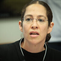 Shira Greenberg, chief economist of the Finance Ministry, attends a press conference at the ministry offices in Jerusalem, September 23, 2019 (Flash90)