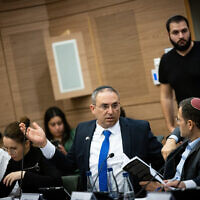 Likud MK Eliyahu Revivo attends a special committee meeting in the Knesset in Jerusalem, December 25, 2022. (Yonatan Sindel/Flash90)