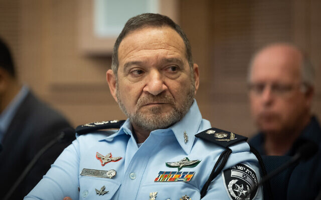 Israel Police Commissioner Kobi Shabtai attends the a Knesset committee meeting on February 22, 2023. (Yonatan Sindel/Flash90)