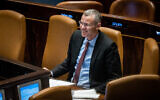 Justice Minister Yariv Levin in the Knesset plenum on March 6, 2023. (Yonatan Sindel/Flash90)