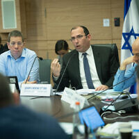 MK Simcha Rothman, head of the Constitution, Law and Justice Committee, at a committee meeting at the Knesset in Jerusalem on March 20, 2023 (Yonatan Sindel/Flash90)