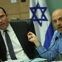MK Simcha Rotman, Head of the Constitution Committee, at a committee meeting at the Knesset March 19, 2023 (Photo by Yonatan Sindel/Flash90)