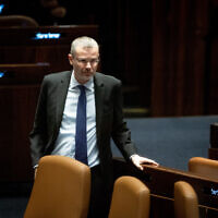 Justice Minister Yariv Levin seen during a debate and a vote in the Knesset plenum, March 22, 2023. ( Yonatan Sindel/Flash9)