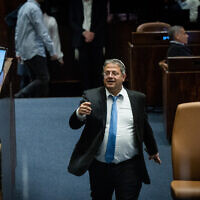 National Security Minister Itamar Ben Gvir at the Knesset plenum in Jerusalem, March 27, 2023. (Yonatan Sindel/Flash90)