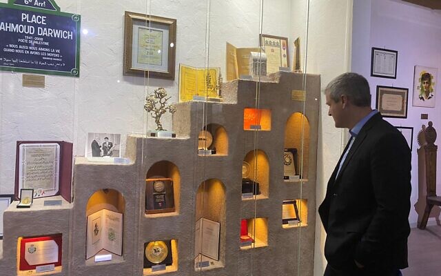 US Office of Palestinian Affairs head George Noll visits the Mahmoud Darwish Museum in Ramallah on March 21, 2023. (US Office of Palestinian Affairs)
