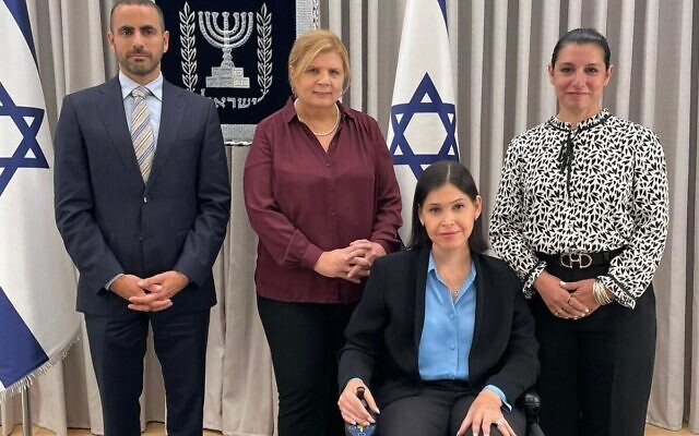 Yesh Atid's delegation to compromise talks on judicial overhaul at the President's Residence on March 28, 2023. (Courtesy)