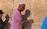 Darryl Strawberry at the Western Wall during his first visit to Israel in 2018. (Courtesy of Strawberry via JTA)