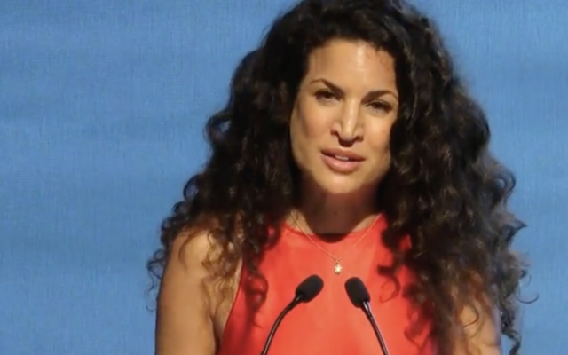 Moran Zer Katzenstein, founder of the women's rights advocacy group Bonot Alternativa, accepts an award in March 2023 (Screen grab used in accordance with Clause 27a of the Copyright Law)
