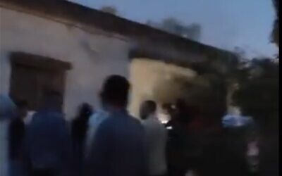 Screen capture from video of an alleged settler arson attack on a home in the West Bank Palestinian village of Sinjil, March 26, 2023. (Twitter. Used in accordance with Clause 27a of the Copyright Law.)