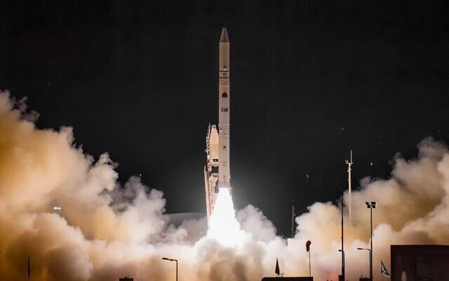 Israel's Ofek-13 reconnaissance satellite takes off from central Israel on March 29, 2023. (Defense Ministry)