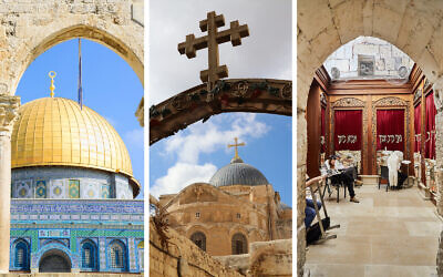 Jerusalem religion images via iStock (montage by The Times of Israel)