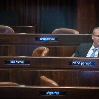 Justice Minister Yariv Levin at the Knesset in Jerusalem, February 20, 2023. (Yonatan Sindel/Flash90)