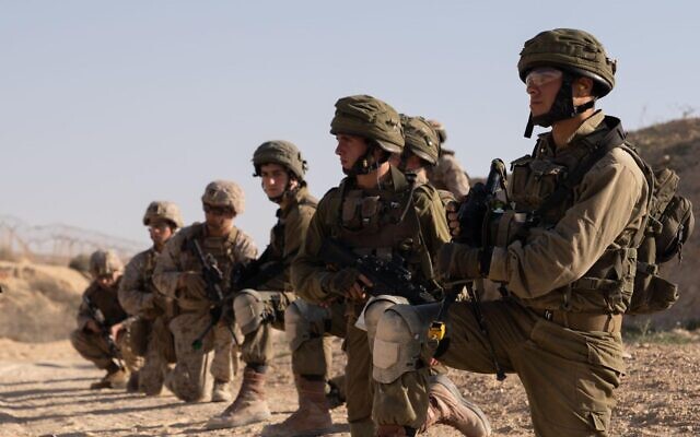 Israeli infantry troops and US Marines are seen during the joint Intrepid Maven exercise in Israel, February 28, 2023. (Israel Defense Forces)