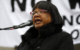 Dianne Abbott, at the time shadow Home Secretary for Britain's main opposition Labour Party, addresses a demonstration in Trafalgar Square, London, January 11, 2020. (Tolga AKMEN / AFP)