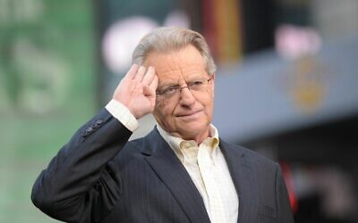 In this file photo taken on October 11, 2010 TV host Jerry Springer celebrates the taping of 'The Jerry Springer Show' 20th anniversary show at Military Island at Times Square in New York. (Michael loccisano / Getty Images North America / AFP)