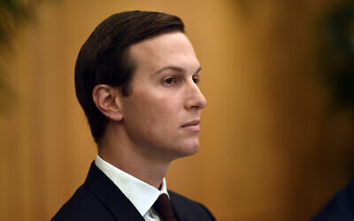 White House senior adviser Jared Kushner listens as he attends a working breakfast with President Donald Trump and Saudi Arabia's Crown Prince Mohammed bin Salman on the sidelines of the G-20 summit in Osaka, Japan, in Osaka, Japan, June 29, 2019. (AP Photo/Susan Walsh)