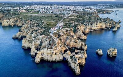 Water surrounds the coast of Cabo da Roca near Lisbon, Portugal, Friday, April 14, 2023. (AP/Michael Probst)