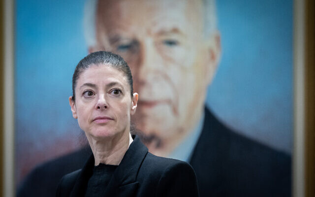 Labor party leader MK Merav Michaeli at a faction meeting at the Knesset, the Israeli parliament in Jerusalem on January 2, 2023. (Yonatan Sindel/Flash90)