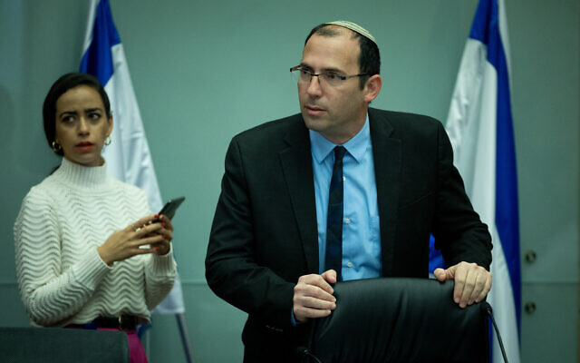 Religious Zionism MK Simcha Rothman at the Knesset in Jerusalem on March 27, 2023 (Yonatan Sindel/Flash90)