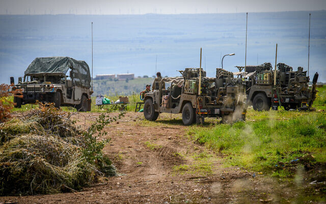 Israeli soldiers near the border with Lebanon, in northern Israel, April 7, 2023. (Ayal Margolin/Flash90)
