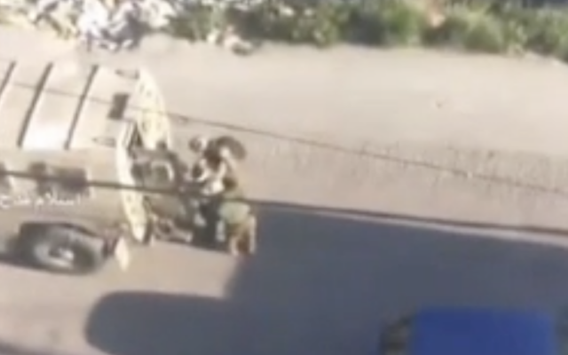 Screengrab taken from amateur video showing an IDF arrest in Nablus, April 3, 2023. (Screenshot/Channel 12; Used in accordance with Clause 27a of the Copyright Law)