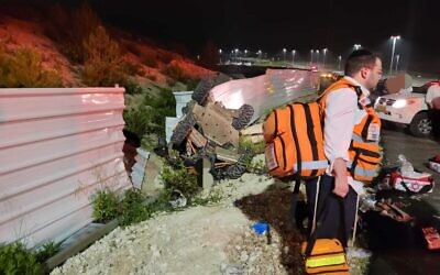 The scene of an ATV accident in Ramat Beit Shemesh, April 10, 2023. (United Hatzalah)