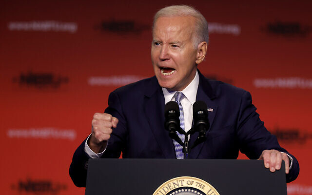 US President Joe Biden addresses a conference at the Washington Hilton on April 25, 2023(Chip Somodevilla/Getty Images/AFP)