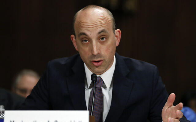 Jonathan Greenblatt, CEO and national director of the Anti-Defamation League, speaks on Capitol Hill in Washington,  May 2, 2017. (Carolyn Kaster/AP)