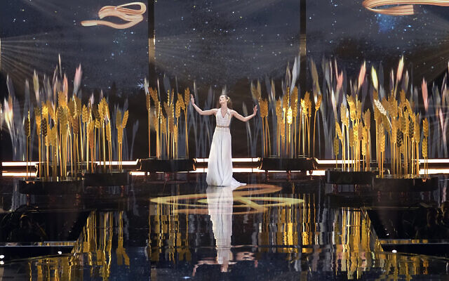 Tvorchi of Ukraine performs during the second semi final at the Eurovision Song Contest in Liverpool, England, Thursday, May 11, 2023. (AP/Martin Meissner)
