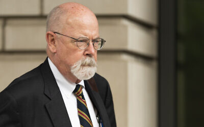 US Special Counsel John Durham, the prosecutor appointed to investigate potential government wrongdoing in the early days of the Trump-Russia probe, leaves federal court in Washington, May 16, 2022. (AP Photo/Manuel Balce Ceneta, File)