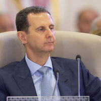 Syrian President Bashar Assad chairs his deletions during the Arab summit in Jeddah, Saudi Arabia, May 19, 2023. (Saudi Press Agency (SPA) via AP)