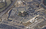 The Pentagon is seen from Air Force One as it flies over Washington, March 2, 2022. (Patrick Semansky/AP)