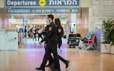 Israel Police officers at Ben Gurion International Airport, on July 19, 2021. (Avshalom Sassoni/Flash90)
