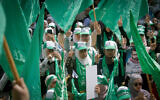 Palestinian Hamas supporters take part in a festival in Nablus to support Palestinian terror groups in Gaza and the West Bank, May 11, 2023. (Nasser Ishtayeh/Flash90)