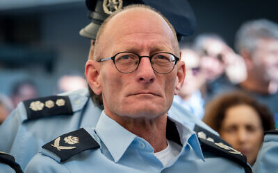 Head of Israel Police's Planning Division, Danny Karibo at the Israel Police Independence Day ceremony at the National Headquarters of the Israel Police in Jerusalem, May 1, 2022. (Arie Leib Abrams/Flash90)
