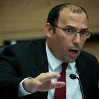 MK Simcha Rothman at the Knesset in Jerusalem on May 29, 2023 (Yonatan Sindel/Flash90)