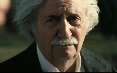 Screen capture from a trailer for the movie  'Oppenheimer' showing actor Tom Conti as Jewish physicist Albert Einstein. (YouTube/ Used in accordance with Clause 27a of the Copyright Law)